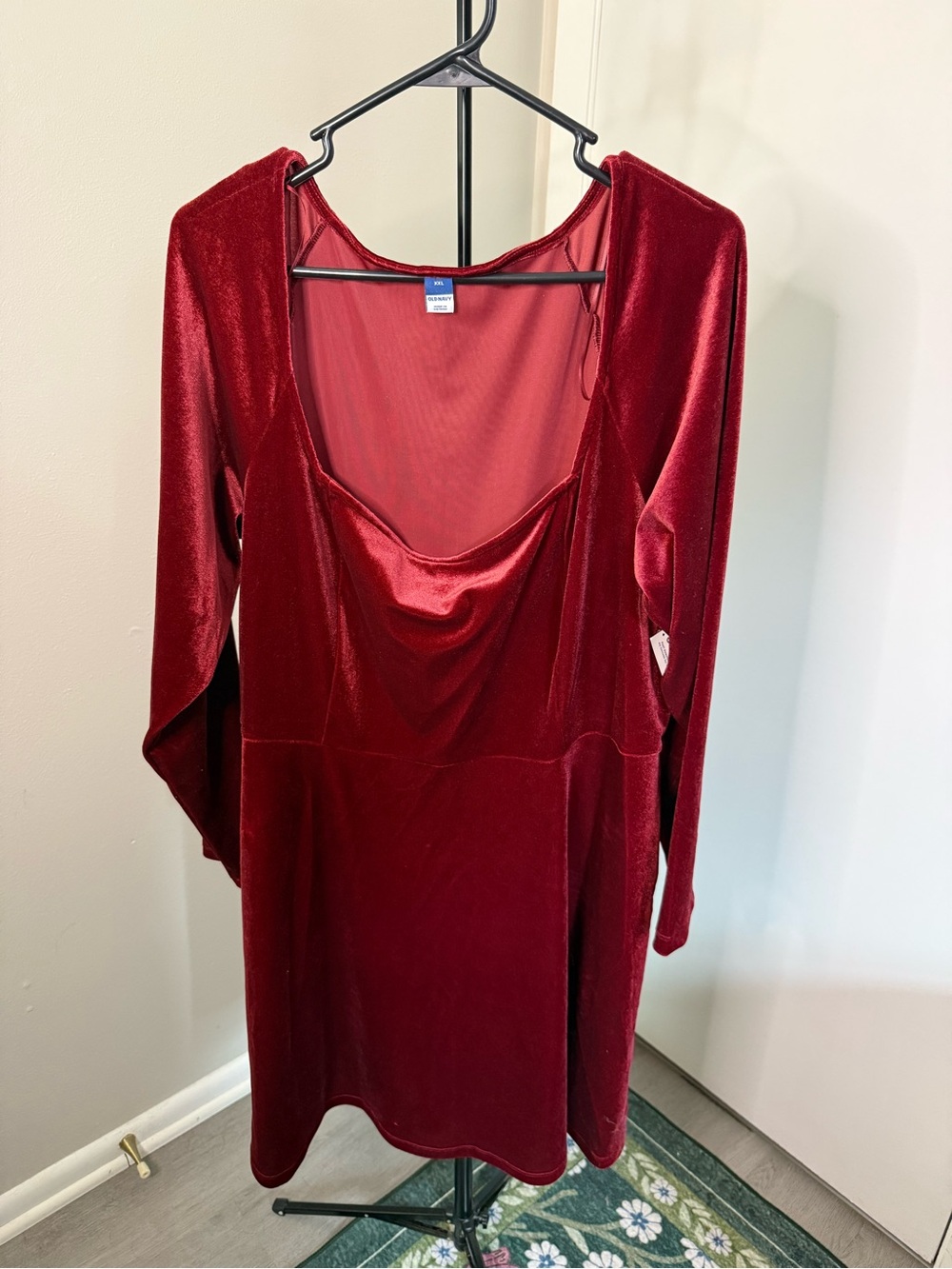Old Navy Red Velvet Square Neck Dress - XXL